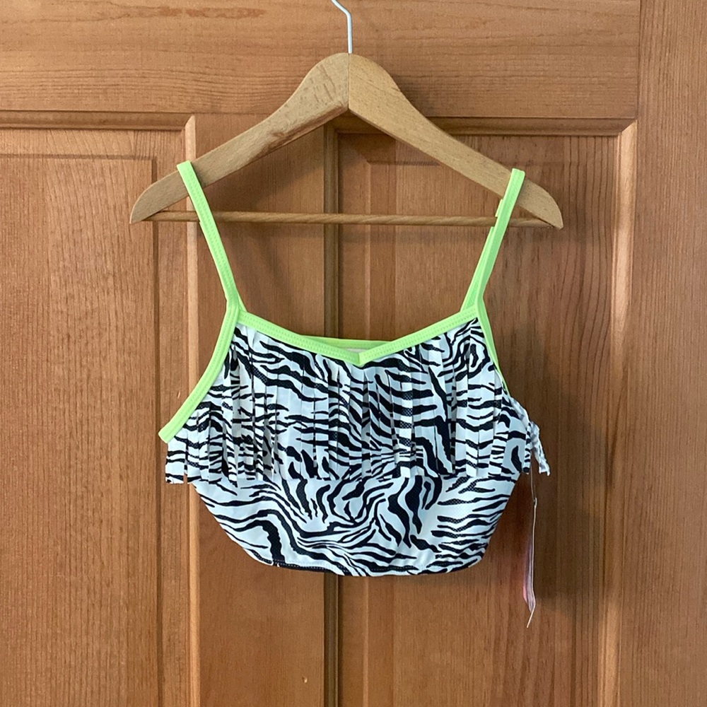 Flapdoodles Zebra Print Size 12 Girls Swim Top NEW NWT